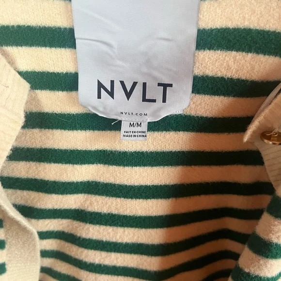 Anthropologie NVLT Green and White Striped Women's Cardigan - Picture 2 of 4